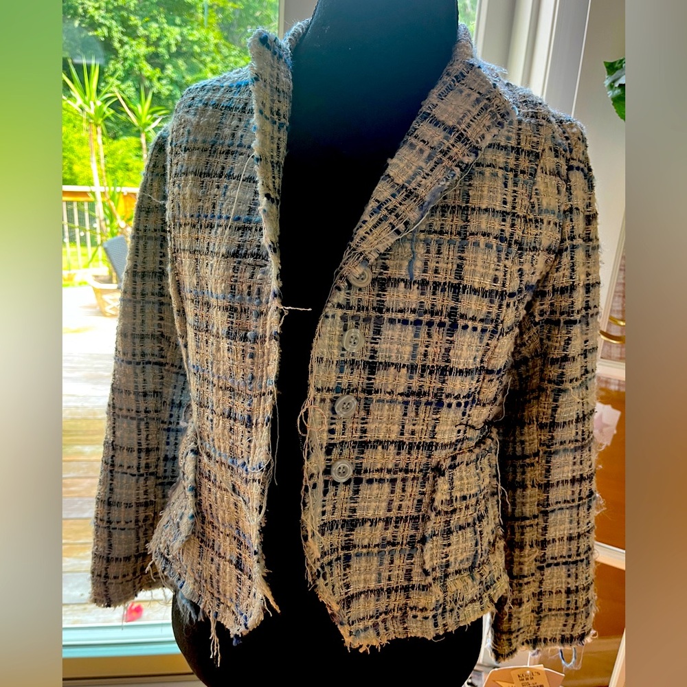 NWT Kohl's Women's Tweed Blazer - Blue and Cream